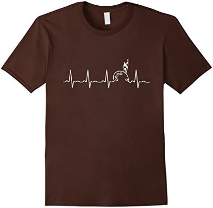 Men's Art artist heartbeat T-shirt Medium Brown