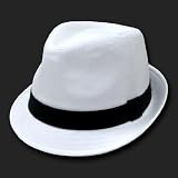 WHITE BLACK POLY WOVEN FEDORA MIAMI TUXEDO HAT HATS LRG/XL