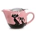 HuesNBrews Cattitude Infuser 17-Ounce Pink Teapot, 1 Pack