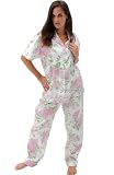 Women's Short Sleeve Pajama Set , White Floral Large (A0518P06LG)