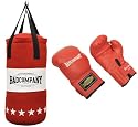 Profi Jugend Box-Set inkl. Canvas Boxsack 60 x 25cm gef&uuml;llt (8,7 Kg) und 8-OZ PVC Boxhandschuhe rot