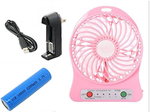 4 Inch Vanes Portable Fan USB Handheld Rechargeable Battery Powered Desktop Fan with 3-level Speed Great for Outdoor, Hiking, Fishing, Camping, Picnic, Baby Stroller, BBQ and Indoor