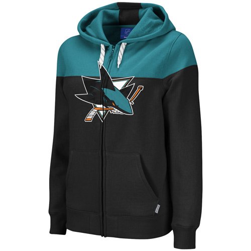 San Jose Sharks Women's Black Full-Zip Hooded Sweatshirt