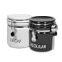 Decaf and Regular Coffee Ceramic Canister Set - Black & White by OGGI