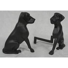 Black Lab Dog Andiron Set of Two for Fireplace by Aiden's Hearth
