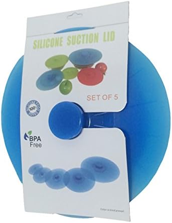 Bluesky Dream Silicone Suction Lids and Food Covers - Set of 5 - Fits Various Sizes of Cups, Bowls, Pans, or Containers!