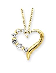 Sterling Silver Vermeil Cz Heart Journey Necklace, Best Quality Free Gift Box Satisfaction Guaranteed