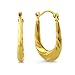 Oval Shrimp Design Hoop Earrings in 10K Yellow title=