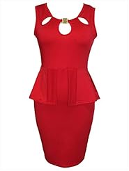 Polyester/Spandex Summer 2015 Peplum Keyhole Bodycon Dress/Club Dress 