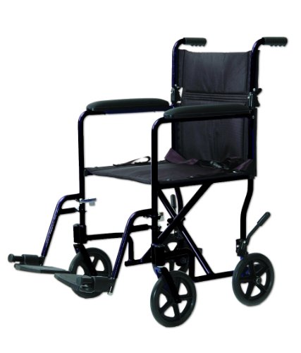 Lightweight Aluminum Transport Chair Black/Seat 19x16 inches/19 in. seat to floor/275 lbs./19 lbs.