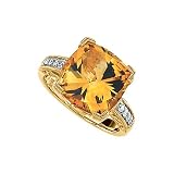 41n5e4%2BN1qL. SL160  14K Yellow Gold 0.12 ct. Diamond and 6 7/8 ct. Cushion Cut Citrine Ring