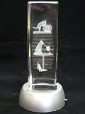 Glass Crystal Cat, Golden Fish Rectangular Paperweight 5 7/8