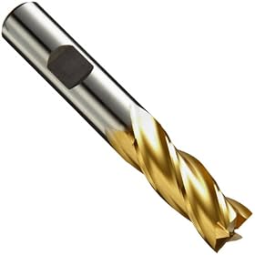 Niagara Cutter SMM850 High-Speed Steel End Mill, General Purpose, TiN Coated, 4 Flutes, Square End, 1-3/8" Cutting Length, 15mm Cutting Diameter