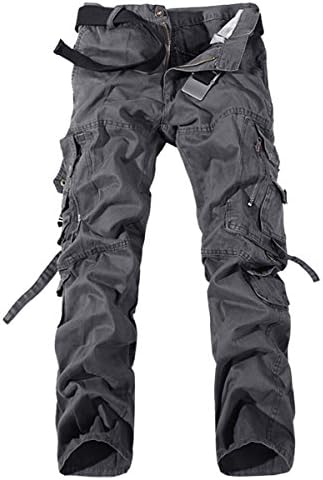 Gaok Men's Casual Military CARGO Camo Combat Work Pants Trousers-grey-US 34/Tag 36