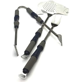 Click here to buy Charcoal Companion CC1107 3-Piece Angler Grill Barbecue Tool Set, 3-Piece.