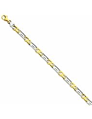 Genuine 14K Two-Tone 6.5Mm Solid Hand-Polished Fancy Link Bracelet 8 Inches 100% Satisfaction Guaranteed.