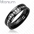 Solid Titanium with Black and CZ Stone Band Ring