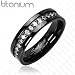 Solid Titanium with Black and CZ Stone Band Ring
