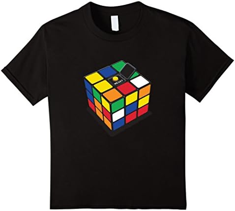 Kids Rubiks Cube Reset Button Logo Graphic T Shirt 12 Black