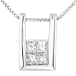 1/3ctw Princess Diamond Pendant set in 14k White Gold (H/SI)