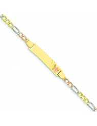 Genuine 14K Two-Tone Two Tone Figaro Baby Id With Butterfly Bracelet 3 Grams Of Gold 100% Satisfaction Guaranteed.