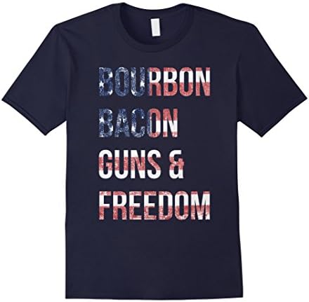 Men's Bourbon Bacon Guns and Freedom T-Shirt XL Navy