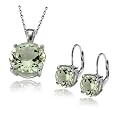 $29.99 - Green Amethyst Pendant and Stud Earring Set