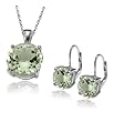 Sterling Silver Green Amethyst Pendant and Earring Set, 18