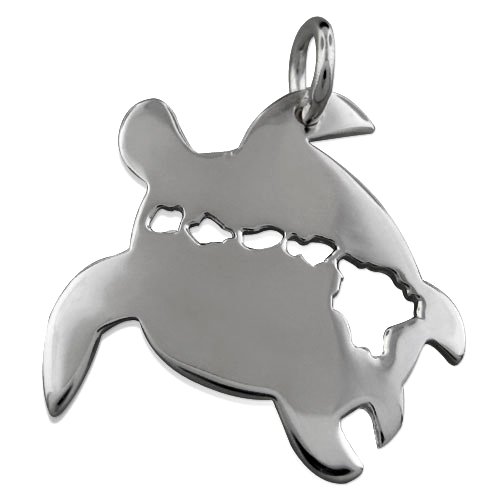 925 Silver Hawaiian Island Turtle Pendant Hawaiian Jewelry