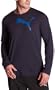 Puma Men's Long Sleeve Cat Tee,New Navy/Snorkel Blue,Medium