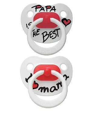 Bibi Dental Shaped Soothers 3 Pk - 'I love Mama' and 'Papa is the Best' (from 6 months)
