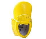 Happy Cherry　超人気　子供　歩行練習靴　赤ちゃんシューズ　新生児靴　ルームシューズ　可愛い　滑り止め　柔らか　出産お祝い　誕生日プレゼント　PUシューズ　タッセル　イエロー　サイズ16(1