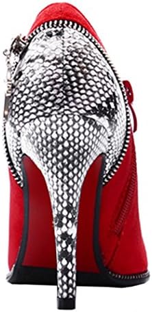 Laikakingdom Women's Fashion Snake Scale Style Thin High Heels Zipper Shoes(7 B(M) US, Red)