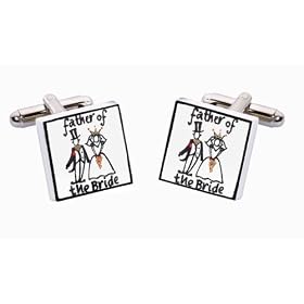 Sonia Spencer England Bone China Square Silver Plated Back Special Day Father Of The Bride Cuffllinks