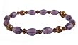 Bracelet - B259 - Oval Faceted Glass & Polka Dot Plated Glass Beads - Stretch ~ Amethyst