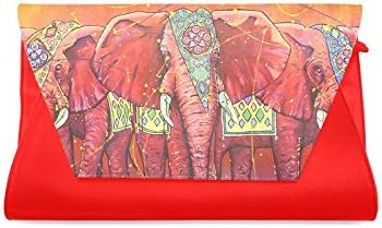 HomeWishes Elephant PU Leather Clutch Bag for Women Girls,Red