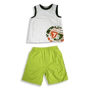 Buy Buster Brown - Boys 2-Piece Short Set, White, Lime by Buster Brown