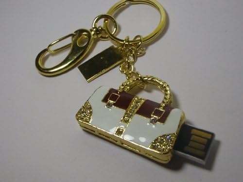 Cute White Purse Handbag Keychain 4GB USB Flash Drive - in Gift box - with GadgetMe Brands TM Stylus Pen