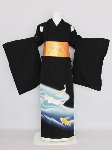 苏州刺繍の正绢江戸妻 黑留袖 未仕立品 J2100