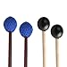 Unime 2 Pairs Keyboard Marimba Mallets Wood Handle, Medium Blue Hard Yarn Head Keyboard Marimba Mallets, Black Rubber Bell Mallets Glockenspiel Sticks