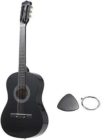 38" 6-String Acoustic Round Guitar Lightweight for Beginners Kids Black L4M6