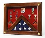 Military Award Shadow Box with Display Case for 3 x 5ft Flag - Black Felt Selected