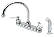 Price Pfister Savannah Double-Handle Kitchen Faucet with White Lever Handles and Side Sprayer, Chrome #8H6-85PC