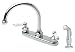 Price Pfister 8H685PC Savannah Double-Handle Kitchen Faucet with White Lever Handles and Side Sprayer, Chrome