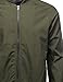 Classic Basic Style Zip Up Bomber Jacket Olive Size M