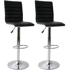 2x Design-Barhocker, Barstuhl mit Stepp-Polster-Lehne, schwarz - 2 St�ck im Set