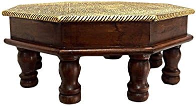 Wooden &amp; Brass Handcrafted Beautiful Octagon Chowki / Bajot