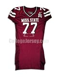 Maroon No. 77 Game Used Mississippi State Nike Football Jersey