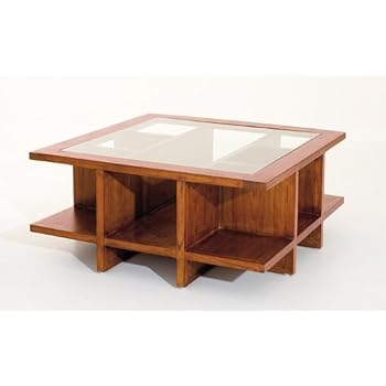 Table basse vitrée multicases 90 cm