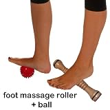 Relax Body (TM) Wooden Foot Roller and Porcupine Massage Ball, Foot Massager Combo for reflexology, Foot Pain/Sore Feet Relief, plantar fasciitis, (Massage Ball for Neck/Back Pain Relief)